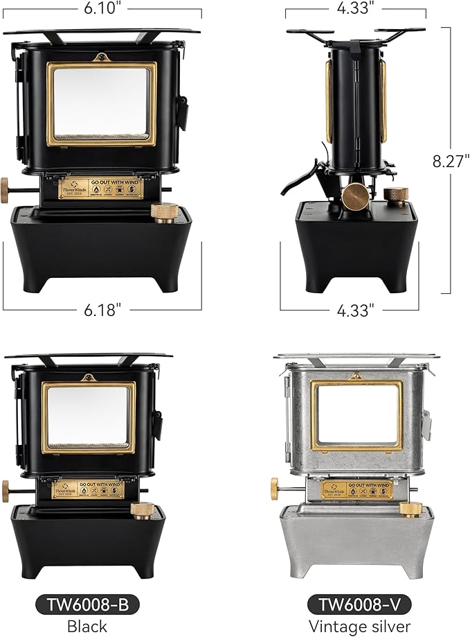 Thous Winds Camping Oil Lantern, Fuel Lamp for Outdoor Lighting Portable Stove for Cooking Warming, Black