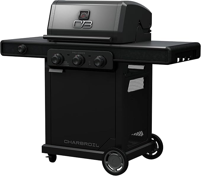 Charbroil Pro Series Amplifire Technology 3-Burner Propane Gas Grill and Griddle Cabinet with Side Burner, Black - 463366724