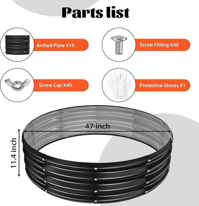 YSEJOMP 48 Inch Round Galvanized Fire Pit Ring/Fire Ring - Foldable and Perfect for Outdoor Gatherings and Campfires in The Yard/Garden/Park/Beach (Black+Gray, 4 FT Diameter+1 FT Tall)