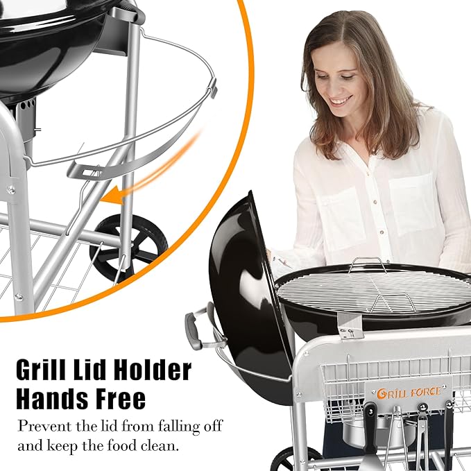 Grill Table for Weber 18" & 22" Original Kettle,Kettle Grill Cart,Outdoor Prep Table for Weber Original Kettle,Jumbo Joe,Master-Touch Charcoal Grill,Performer Charcoal Grill Accessories