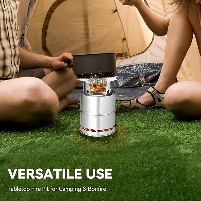 Fire Pit Smokeless Firepit 304 Stainless Steel Material - Outdoor Fire Pit Silver 5x5.5 Inches - Smokeless Firepit for Outside Outdoor Patio Camping Backyard
