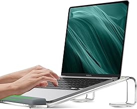 JCZT Clear Acrylic Laptop Stand for Desk, with Wrist Rest, Ergonomic Detachable Mount Compatible with 10-17'' All Laptops Such as MacBook Air Pro/HP/Dell/Lenovo