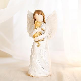 Cat Memorial Angel Figurines Women Cat Loss Sympathy Gifts for Cat Mom, Indoor Home Decor