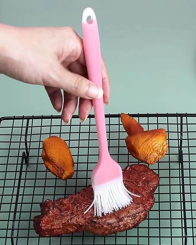 Pastry Brush Silicone Basting Brush for Cooking,2PCS 10+8 in Heat Resistant Food Brushes for Baking, Grilling, Cooking and Spreading Oil, Butter, BBQ Sauce, or Marinade (Red)