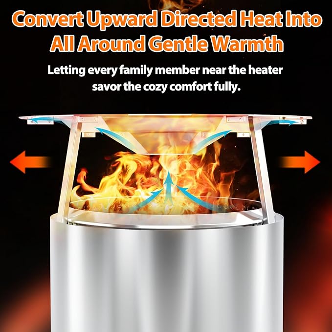 Heat Deflector for Solo Stove Bonfire 19.5", 304 Stainless Steel Portable Heat Diffuser with Handle&Leg Accessory for Bonfire Fire Pit Captures/Redirects Warmth for Solo Stove Accessories
