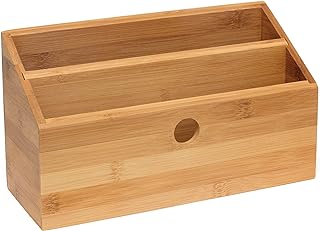 Lipper International 808 Bamboo Wood 2-Slot Office Supply Desk Organizer, 10 3/4" x 4 1/8" x 6"