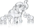 HDCRYSTALGIFTS Set of 3, Crystal Elephant Figurines Collectible Lucky Glass Animals Paperweight Ornament Home Decor Table Centerpiece Gift (3.5'' Mother and 2'' Two Babies)