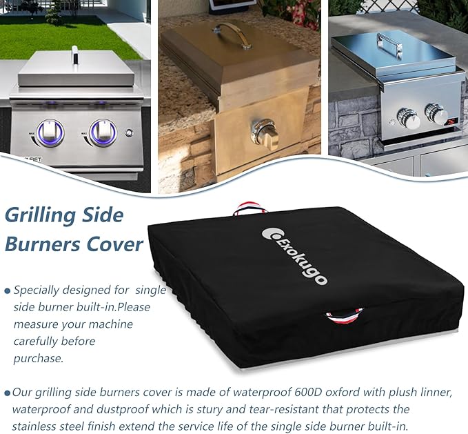 Burner Covers for Summerset Single Side Built-in Natural Gas Griddle,Heavy-Duty Waterproof Burner Cover with Plush Lining, 20" L x 14" W x4 H, Black