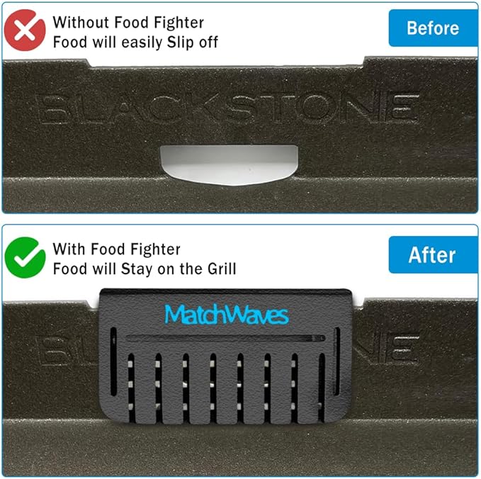 Grease Gate Blocker for Blackstone Griddle, Mesh Screen for Blocking Food from Falling into Rear Grease Catcher, Classic Movable Two-Sided Guard, Black, 2 Pack
