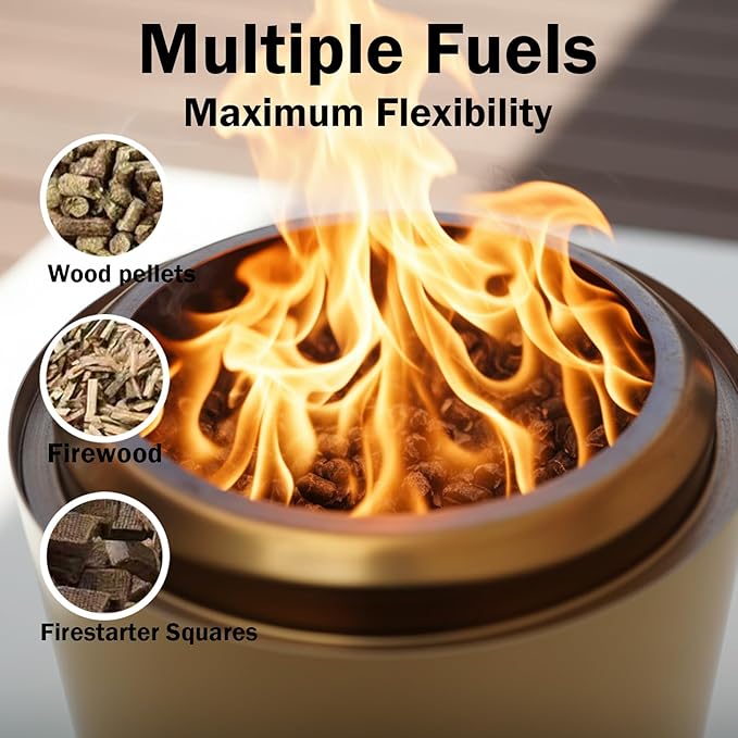 Tabletop Fire Pit 9.7 x 7.1 inch by Viva Garden, Low Smoke Camping Stove for Outdoor & Patio, Fueled by Pellets or Wood (Yellow, 9.7 x 7.1 inch)