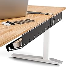 PAMO Cable Management Under Desk for Easy mounting Under-Table I Set of 3 - with 10X Cable Ties I Desk Organizer for Office/Home Office Table Thoughtful Cable Tray Holder