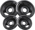 GE Black Stove Drip Pans, 10% Energy Save by Enamel Spraying Prevent Bending and Rust - Include 2 6'' Burner Drip Pans and 2 8'' Drip Bowl