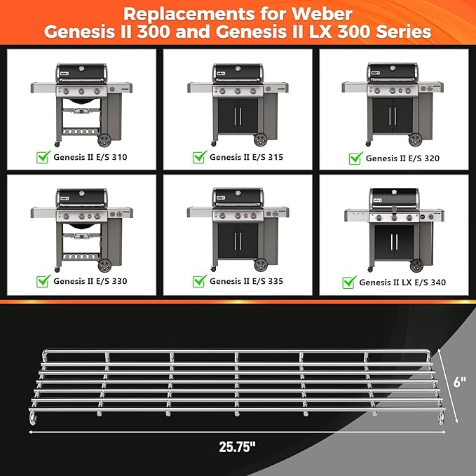 QuliMetal SUS304 Warming Rack for Weber Genesis II 300 Series Grill, Grill Parts for Weber Genesis 2 E-310, II E-310, II E-315, II E-330, II E335, II S-310, II S-335, Replacement Parts for Weber 66044