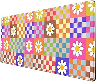 Pink Desk Mat Trendy Checkered Aesthetic Desk Pad Computer Large Mouse Pad Aesthetic Desk Accessories Office Gifts for Her Cute Keyboard and Mouse Pad Desk Computer Mat 31.5 X 11.8 in