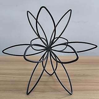 8" Black Sphere Decor, Abstract Tabletop Decorative Ball, Metal Floral Handmade Decorative Sculpture Home Decor Statues