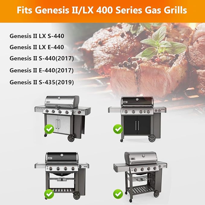 17 1/8'' Flavorizer Bars for Genesis II E-410, E-415, E-435, S-410, S-415, S-435 Gas Grill, Grill Parts for Genesis 2 LX E-440, LX S-440, Flavor Bars, Replacement Parts for Weber 66033 66796, 7 Pack