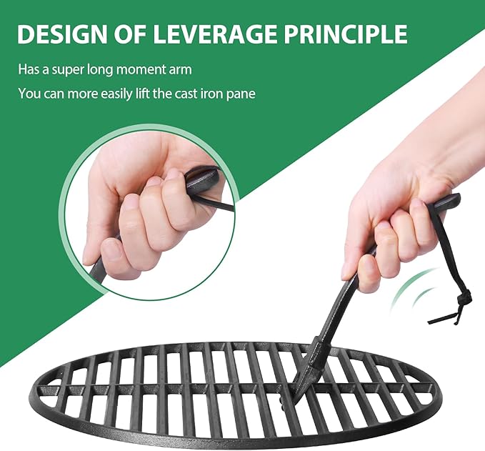 Vankey Cast Iron Cooking Grid Lifter for Big Size Green Egg Charcoal Grill Grid Lifter Accessories for kamado Joe Primo Grill