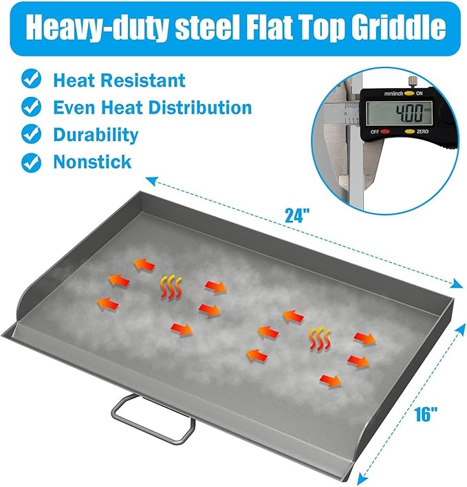 Professional 16x24 in Flat Top Griddle for Camp Chef Tahoe, Expedition 3X,Fry Griddle Accessories for Camp Chef 16" 2 Burners Camp Propane Stove Grill, 1 Carry Bag