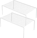 Kitchen Cabinet Shelf Organizer Set of 2, Large (15.7 x 9.4 inch) Metal Wire Pantry Storage Shelves, Dish Plate Racks for Cabinets, Freezer, Counter, Cupboard Organizers and Storage, White