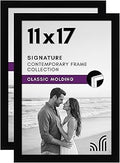 Americanflat 11x17 Picture Frame with Shatter-Resistant Glass - Set of 2 - Signature Collection - Gallery-Style Frames Made of Engineered Wood - Picture Frames for Wall Display - Black