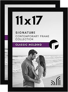 Americanflat 11x17 Picture Frame with Shatter-Resistant Glass - Set of 2 - Signature Collection - Gallery-Style Frames Made of Engineered Wood - Picture Frames for Wall Display - Black