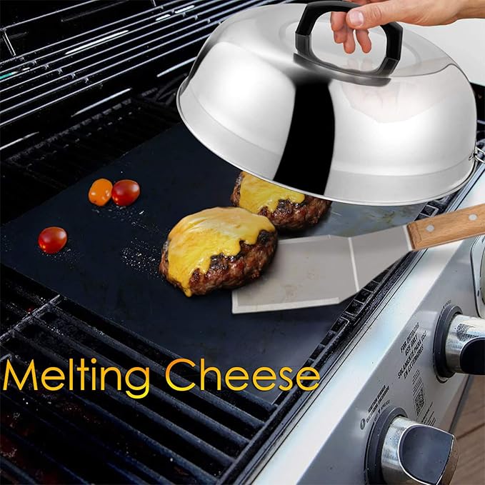 12 inch Cheese Melting Dome, HaSteeL Heavy Duty Round Basting Steam Cover, Stainless Steel Griddle Grill Accessories for Flat Top BBQ Kitchen Cooking Indoor & Outdoor, Dishwasher Safe - (2Packs)