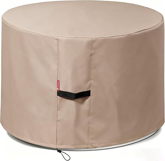 [2026 Upgraded]SheeChung Fire Pit Cover Round 36"D x 24"H,Heavy Duty 600D Waterproof Outdoor Firepit Cover,Fits for 33"-36" Wood Burning Fire Bowl/Table,Fade Resistant Firepit Covers with Drawstring