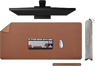 Chihein 39" x 20" 3XL Desk Mat with Cork & PU Leather, Dual Sided Desk Pad, Waterproof Computer Desk Mat for Gaming, Office, Home (Cork/Light Brown)