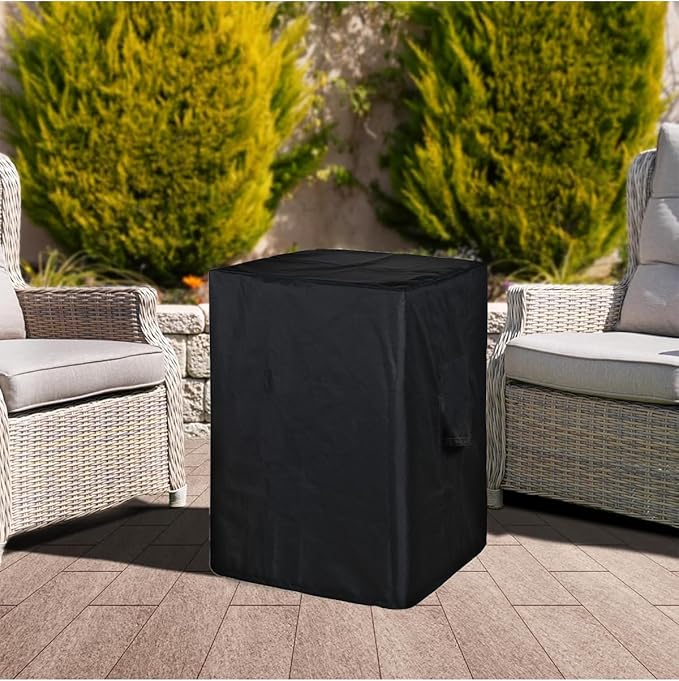 SheeChung Fire Pit Cover Square 21"L x 21"W x 33"H Waterproof Outdoor Propane Column Cover,Heavy Duty Fabric with PVC Coating,Weather Resistant,Fit for Table Gas Firepit Black