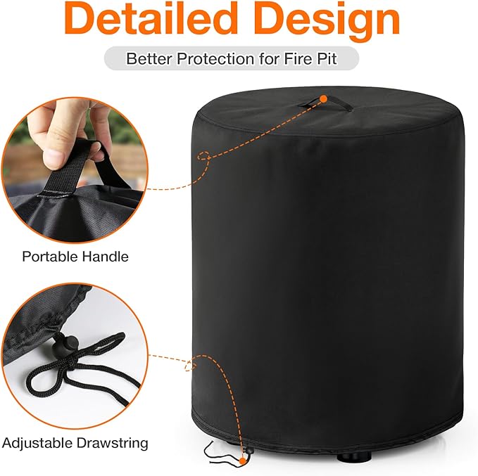 POMER Firepit Cover For NinJa Fireside360 Outdoor Heater,Water-Resistant Dust/Leaf Protection, Dual Handles, Dual Drawstring Hem — Fits for Fireside360 Fire Pit