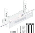 Under Desk Cable Management Tray, No Drill Mesh Desk Cable Tray, Wire Management Tray Cable Management Rack, Wire Organizer and Cable Management Box (White)
