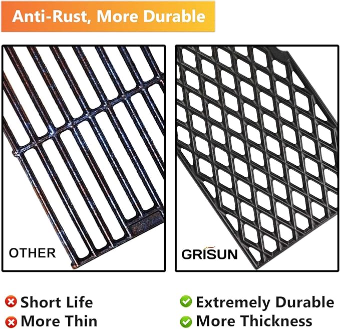 GRISUN Grill Grates for Pit Boss 820 Series, Pro Series 850 Wood Pellet Grills, Heavy Duty Cast Iron Grill Grids for Pit Boss 820 Deluxe Grill, 2 PCS