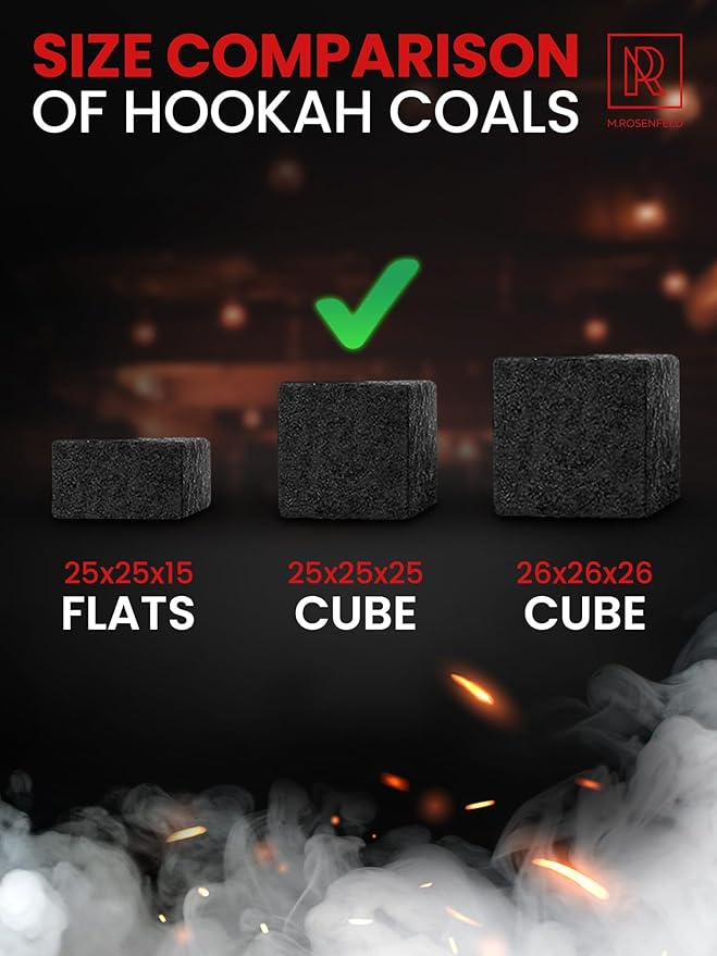 Hookah Charcoal Hookah Coals Coconut – XL Pack 84 Count & 1.2 KG (2.6 lbs) – Premium Quality 25mm (1x1x1 in) – 100% Natural Coconut Coals for Hookah Cubes – NOT Quick Light