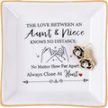 Piudee Aunt Gifts from Niece - The Love Between An Aunt Niece Knows No Distance Ring Trinket Dish Jewelry Tray, Aunt Birthday Gift Aunt and Niece Gifts for Aunts Mothers Day Christmas Valentines