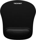 TECKNET Mouse Pad with Wrist Support, Ergonomic Gaming Mouse Pad Pain Relief, Portable Comfortable Mousepad for Computer, Laptop, Office, Home and Travel, Non-Slip Base, Waterproof Surface, Black