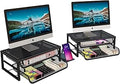 Ekisemio 2-Pack 2-Tier Monitor Stand Riser with Drawer, Metal Computer Desk Organizer for Home Office, Black