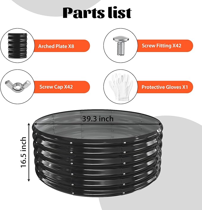 YSEJOMP 40 Inch Round Galvanized Fire Pit Ring/Fire Ring - Foldable and Perfect for Outdoor Gatherings and Campfires in The Yard/Garden/Park/Beach (Black+Gray, 3.3 FT Diameter+1.5 FT Tall)