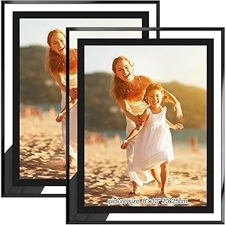 HIKWADERY 8x10 Picture Frames Black - Set of 2, HD Real Glass 8 by 10 Photo Frame for Tabletop Display, Wedding Birthday Mothers Day Gifts (8 x 10, Black)