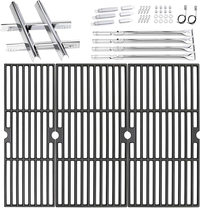 Grill Parts for Char-Broil Performance 4 Burner 463342119 463342118 463332718 463347017 463377017 463376117 463376018P2 463335517 463349917 Grill Burner Heat Plate Cast Iron Grill Grates 18 Inch