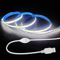 ZSLAIFU 5V LED Strip Lights, White USB LED Light Strip, 3.28FT Dimmable Cob LED Strip Light, High Brightness Short LED Strip for Display Cabinet, Living Room, TV Lights