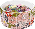Ceramic Paper Clip Holder Gold Line Paper Clip Dispenser Organizer for Desk Cute Floral Pattern Office Binder Clip Holder Bobby Pin and Hair Clip Holder Gift for Office Pink Flowers
