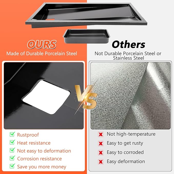 QuliMetal Grease Tray with Catch Pan for Weber Genesis 300 Series Gas Grills with Side Control Knob (2007-2010), Genesis E310, Genesis E320 Drip Pans Replace Weber #67767/67758 Genesis Grease Tray