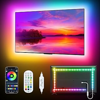 Daymeet Led Lights for TV 16.4FT for 65-85in Tv, Music Sync RGB TV Led Baclights Color Changing Remote APP Control, USB Led Strip Lights for Gaming Room Home Decoration