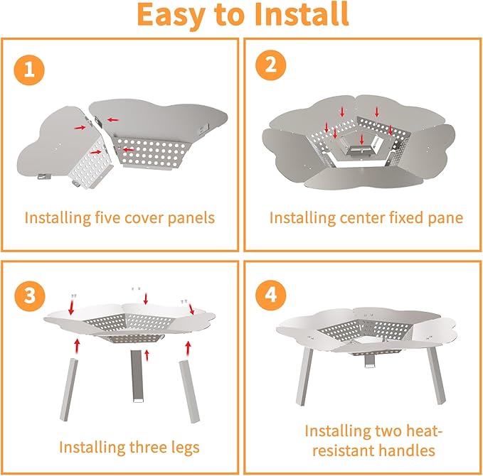 Heat Deflector for Solo Stove Bonfire, 19.5" Solo Stove Bonfire Accessories, 304 Stainless Steel Fire Pit Heat Deflector with Carrying Handle & 3 Legs, Heat Diffuser for Outdoor Indoor Fire Pits