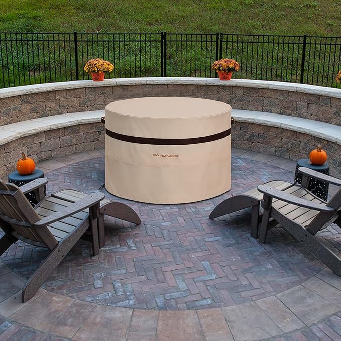 40 Inch Round Fire Pit Cover, Heavy Duty Waterproof 600D Outdoor Cover for Fire Bowl & Patio Table, 24 Inch High