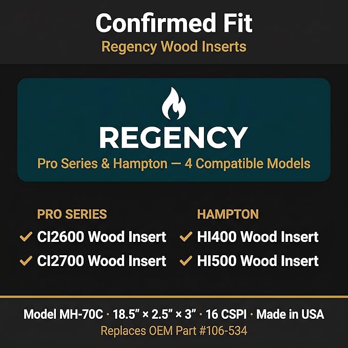 Midwest Hearth Wood Stove Catalytic Combustor Replacement Catalyst Regency Pro Hampton Inserts (3" x 18.5" x 2.5" Ceramic) Made in USA