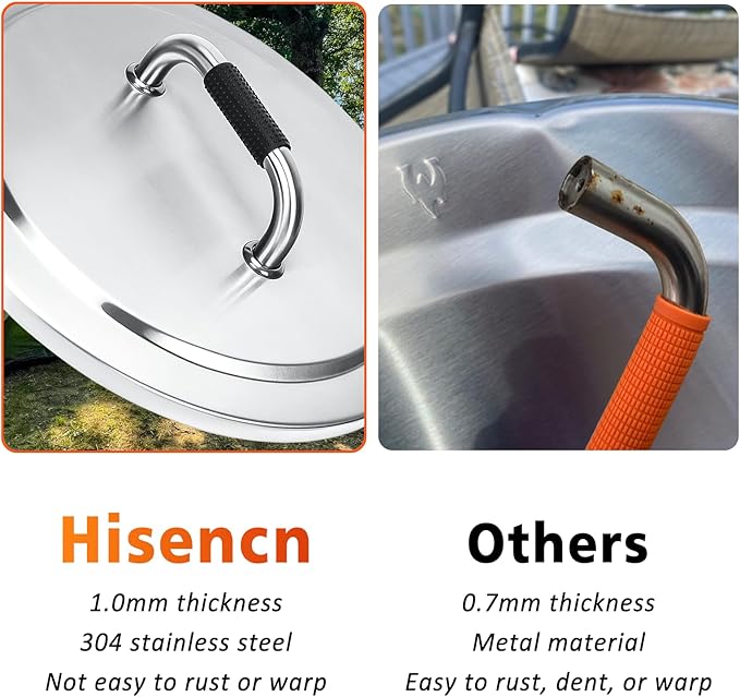 Hisencn Fire Pit Lid for Solo Stove Yukon, 27 Inch Portable Fire Pit Cover with Heat Resistant Handle, 304 Stainless Steel Camping Stove Accessories for Other Outdoor Low Smoke Stove Firepits