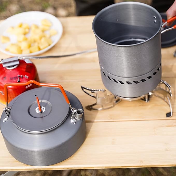 Bulin Camping Stove Backpacking Stove Portable Gas Stove with Piezo Ignition. 3800W Foldable Lightweight Cookware Outdoor Stove with Fuel Canister Adapter, Burner Kit for Camping Hiking Cooking