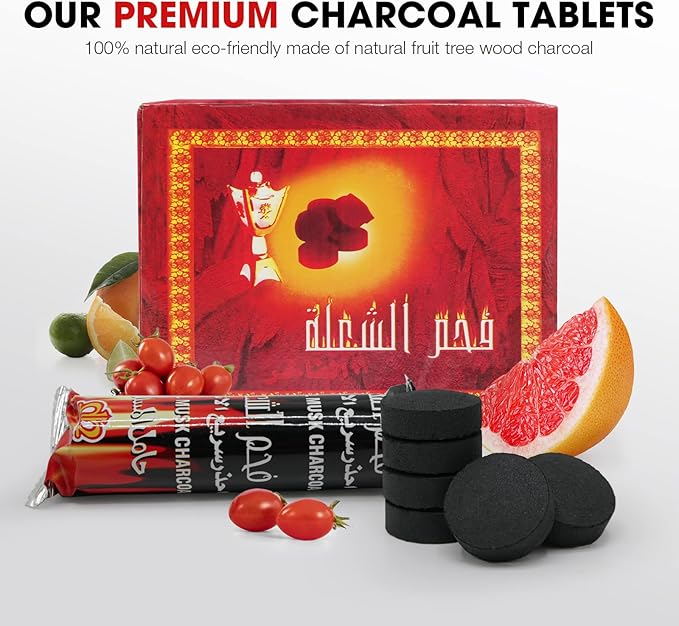 MEKER Quick Light Charcoal Briquettes, Charcoal Disk Lights, 33 mm Nature Coal Disks, Instant Fire Coal Tablet, Charcoal Burner (200Pcs)
