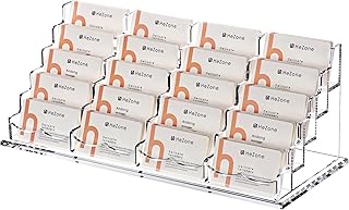 HeZone Business Card Holder for Desk Multiple Cards Display Stand Rack for Women and Men Clear Acrylic Card Organizer 20 Slot 5 Tier Large Capacity-Holds 1000 Cards -1 Pack (20 Cell H)